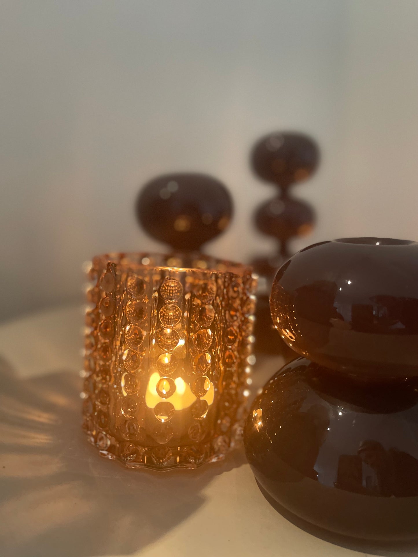 Dark Brown candleholder Double
