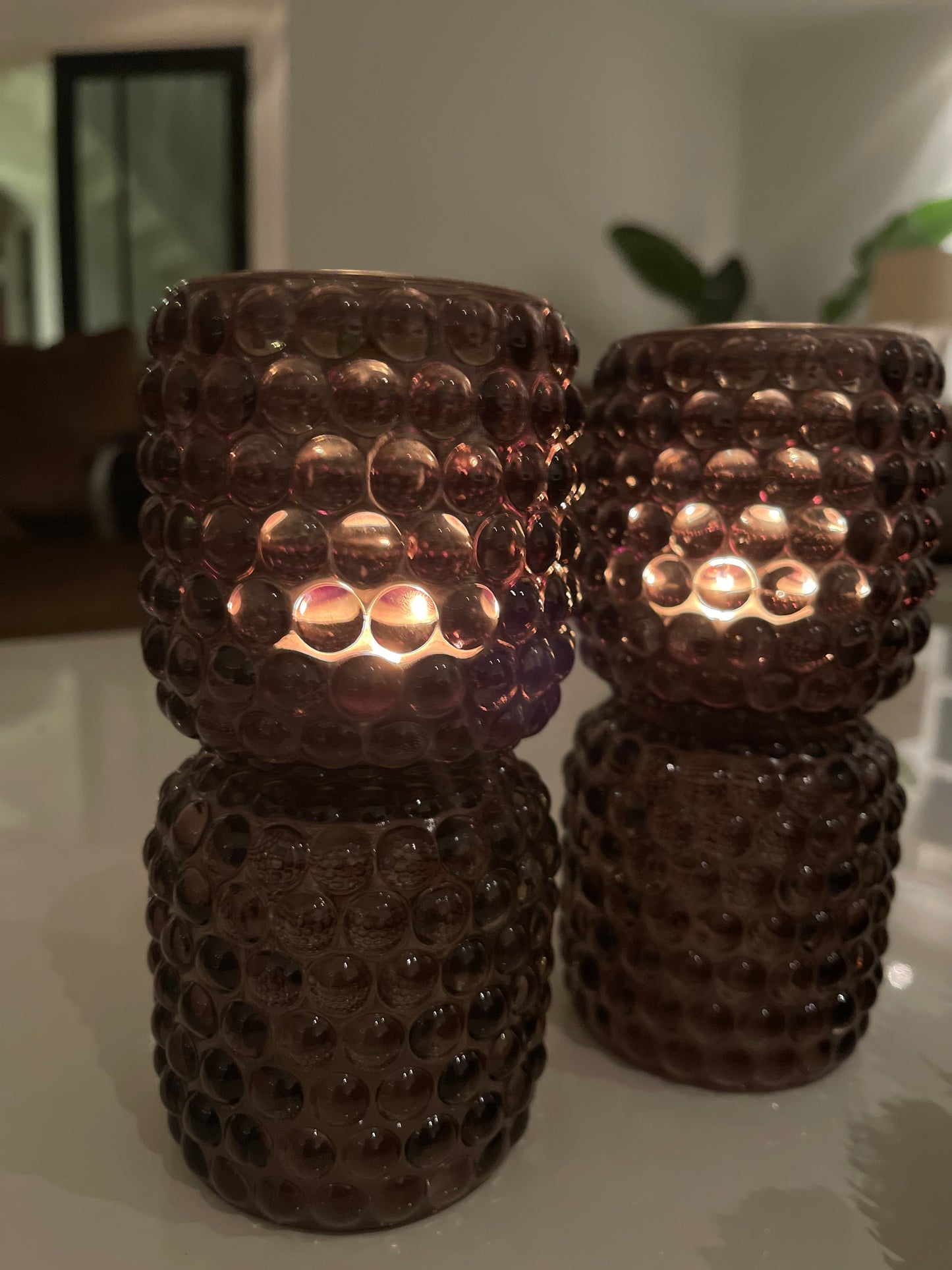 Bubbely glass candleholder